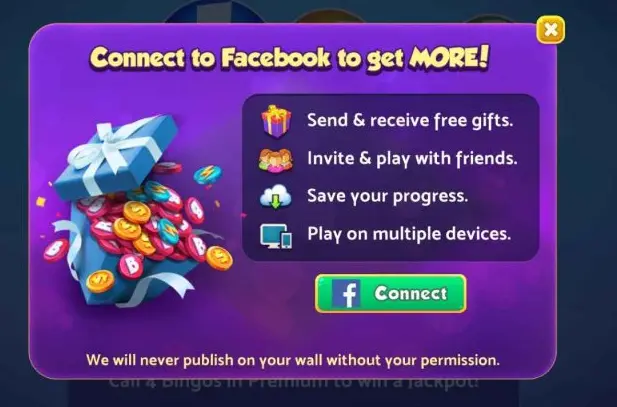You Get Free Chips As A One-Time Reward For Connecting To Facebook