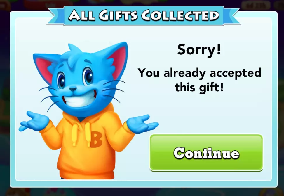 Gift Collected Message In Bingo Blitz