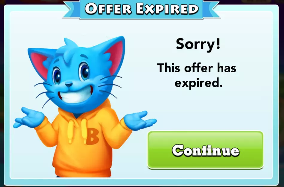 Bingo Blitz Offer Expired Message