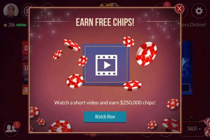 Watching Video Ads To Earn Free Chips
