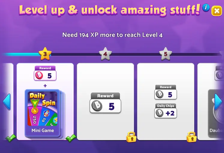 Bingo Bash Levels Reward